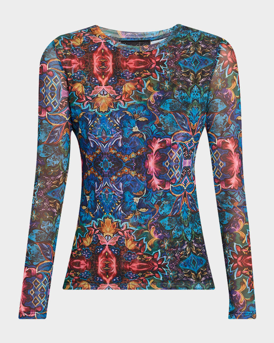 Natalie Kaleidoscope-Print Mesh T
